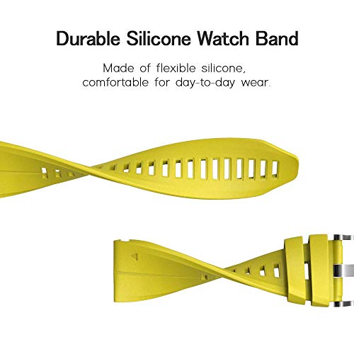 Image of NotoCity Compatible Fenix 5X Plus Bands Fenix 7X Sport Silicone Replacement Watch Strap for Garmin Fenix 8 51mm /Fenix 5X /5X Plus /Fenix 6X /6X Pro /Fenix 3 /HR /Descent MK1 /D2 Delta PX /D2 Charlie(Yellow)