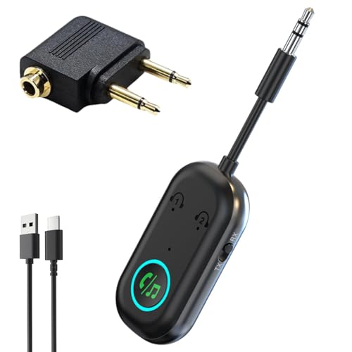 Adaptador Bluetooth 5.3 Transmisor Receptor 2 en 1, Soporta 2 Auriculares, Jack 3.5mm AUX para TV, coche, teléfono, sistema de audio, PC, tableta