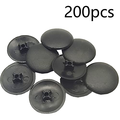 Image of 200 Pcs Black Plastic Nut Cover Snap,Cam Lock Screw Protection Cap,Decorative Nut Cover,for Cabinet Drawer Dresser and Wardrobe Furniture.