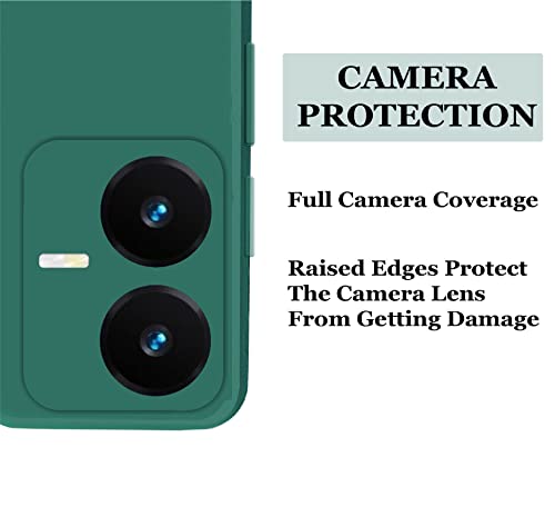 Image of A rtistque Liquid Silicone Back Cover Case for Vivo Y22 Matte Shockproof TPU Soft Flexible with Camera Protection - Green