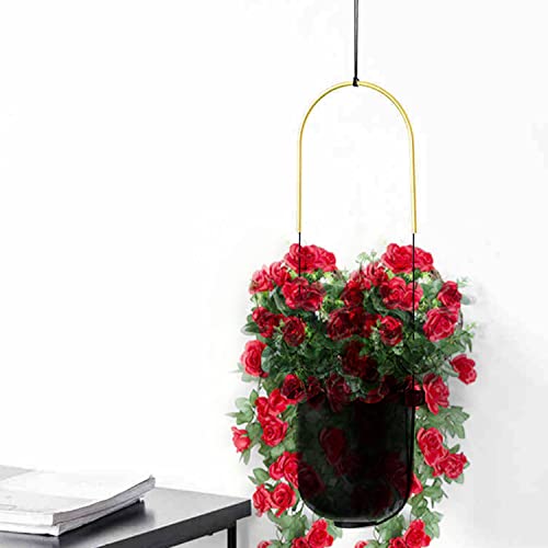 Blumen Künstlich,Yiyifor 2 pcs Künstliche Hängepflanzen Künstliche Blumen Rosen Rot für Außen- und Innenhochzeit Wand Dekoration (Rot) – Bild 5