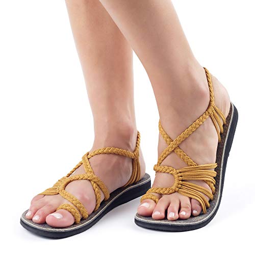 Image of Plaka Flat Sandals for Women Palm Leaf