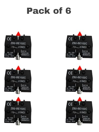Image of AES XAC Series Push Button Switch Contact Block - ZB2-BE102C (NC) | 10A 600V Auxiliary Contact Block for Industrial Machines, Automation & Control Panels | Screw Clamp Terminal | Pack of 6