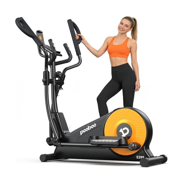 pooboo Elliptical Machine, Elliptical Exercise Machine with 16-Level Resistance&Quiet Magnetic Driving System, Elliptical Machine for Home with LCD Monitor,15.5-17IN Stride, 350LBS Weight Capacity