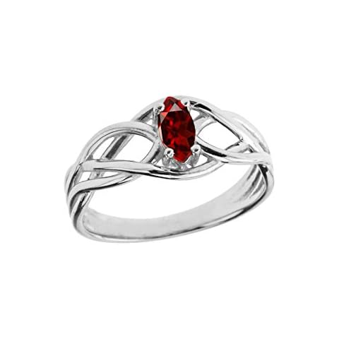 Exquisite Sterling Silver January Birthstone Celtic Knot Engagement/Promise Ring (Size 5.5) Cover