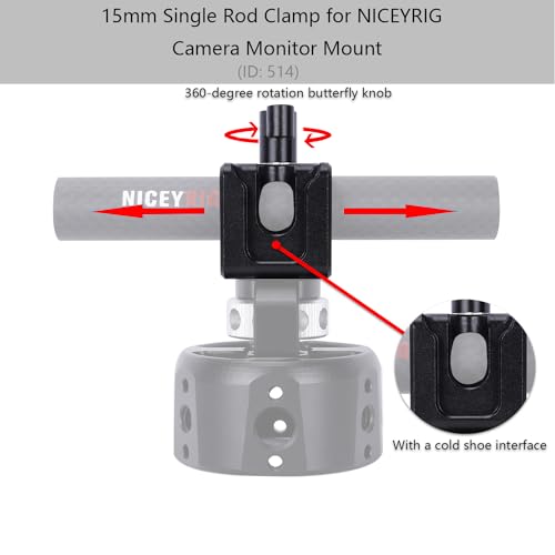 NICEYRIG 15mm Locating Rod Clamp Single Camera Rod Mount with 3/8''-16 Locating Hole For ARRI,15mm Rods Support System EVF Microphone Mount - Image 3
