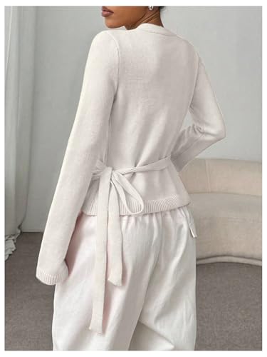 Verdusa Women's Cozy V Neck Wrap Tie Front Cardigan Casual Knit Chunky Cardigan Sweaters2