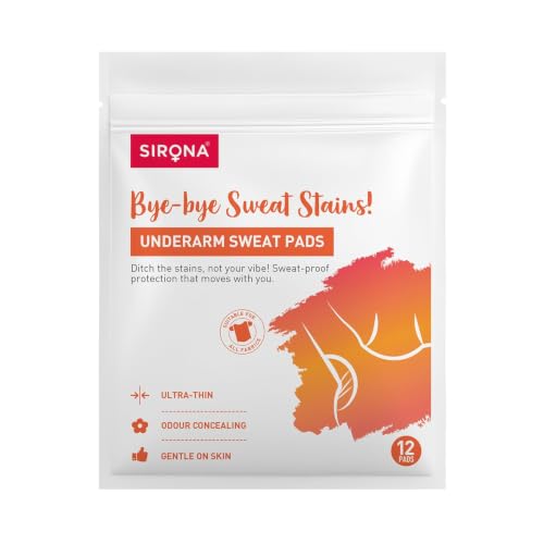 Image of Sirona Disposable Underarm Sweat Pad for Men & Women | 12 Pads | For Sweat Stains & Foul Odour | Breathable Material for Quick Absorption | Self-Adhesive