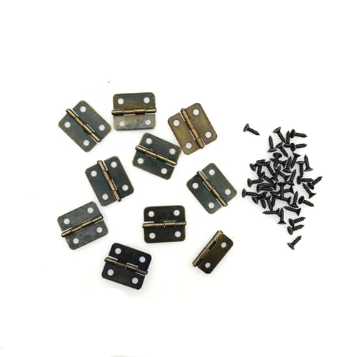 JZK Lot de 10 mini charnières bronze, charnières pour tiroirs 18 * 16 mm pour petits meubles et bricolages