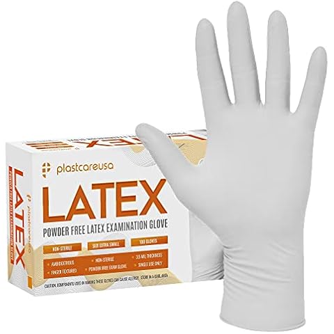 PlastCare USA 100 Large Latex Exam Gloves White - Powder-Free, Disposable, Non-Sterile, Textured Grip for Enhanced Sensitivity and Control Cover