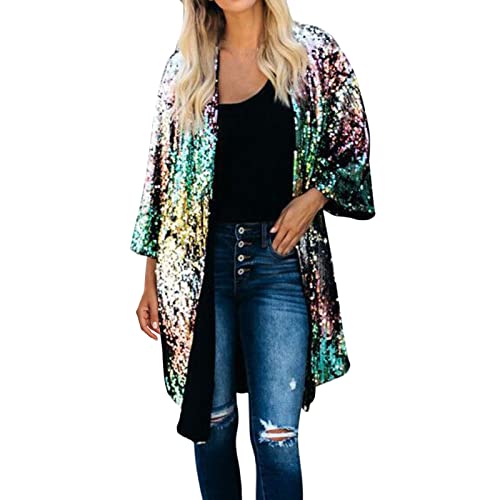 Manteau d'automne style souffleur veste manches longues paillettes femme