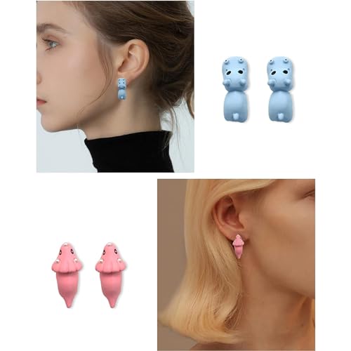Ulobey Cute Animal Bite Ear Studs Earring - Fashion 3D Polymer Clay for Girls Women - Simple Cartoon Soft Pottery Ear Studs Decors - Creatives Gifts Accessories3