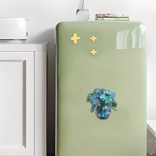 Imán de nevera acrílico forma planta monstera 3.15 pulg miniatura 5