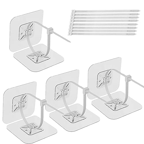Forahome 家具転倒防止 4組セット 結束バンド12本付き 家具固定用 強力粘着 穴開け不要 転倒防止器具 目立たない 家具転倒防止グッズ 取り付け簡単 地震対策 家具 本棚など対応防災グッズ テレビ 転倒防止 (透明)
