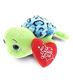 DolliBu I Love You Plush Blue Shell Sea Turtle – Cute Stuffed Animal with Heart Message and Name...