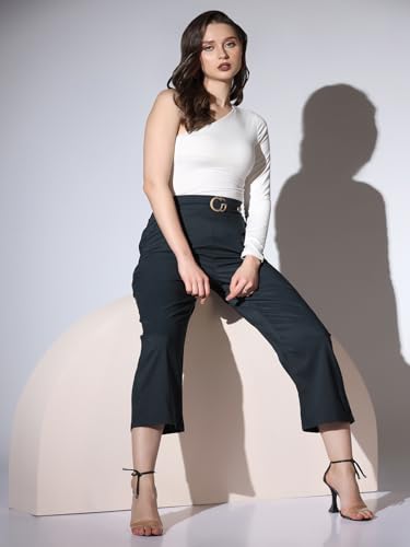 Image of Leriya Fashion Women's Ankle Fit High Rise Trousers High-Waisted Pant| Korean Trousers