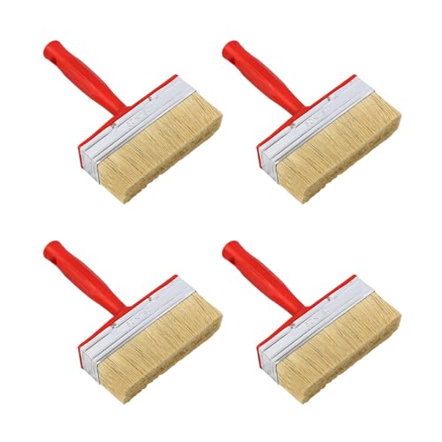 Lot de 4 applicateurs de peinture en poils naturels - Idéal pour les revêtements solvants, vernis, bois, huile sur murs et terrasses
