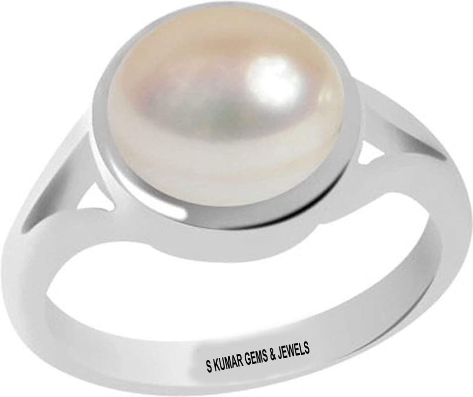 Bague en argent avec perle de naissance 7,50 carats pour l'astrologie AMZ15570