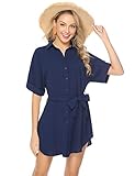 【Vielseitige Hemdbluse】diese Lange Bluse kann man gut kombinieren, da es selbst sehr schlicht ist. Mann kann als chices Minikleid trafen auch als Blusenshirt offen anziehen mit einem Top drunter. sie eignen sich sowohl für den Alltag, mit skinny Jeans oder leggins und Turnschuhen, als auch fürs Büro. Es ist sportlich aber auch mit Higheels tragbar.