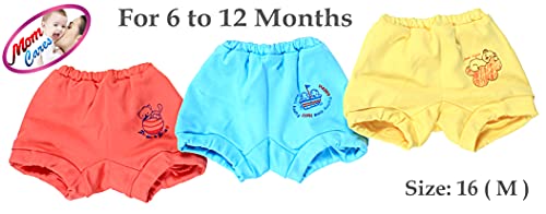 Image of MOM CARE Baby Cotton Panties Bloomers Drawer Girls Boys Unisex V Shape with Elastic Soft Pure Cotton for Baby Care Multi Colored(Combo Pack of 3)