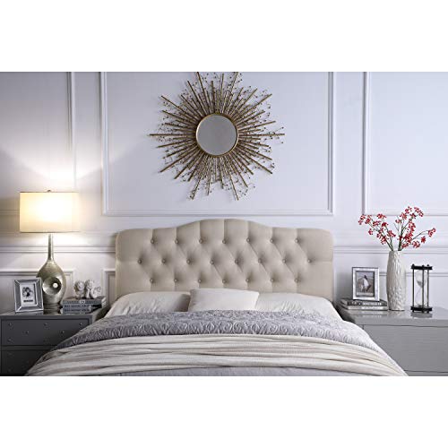 Rosevera Givanna Adjustable Height Headboard With Linen Upholstery And Button Tufting For Bedroom, Full, Beige #TOP2