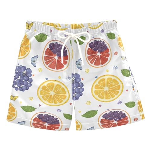 Wudan - Short de bain blanc à séchage rapide pour garçons de dessin animé Oregon raisin fruit raisin 2T