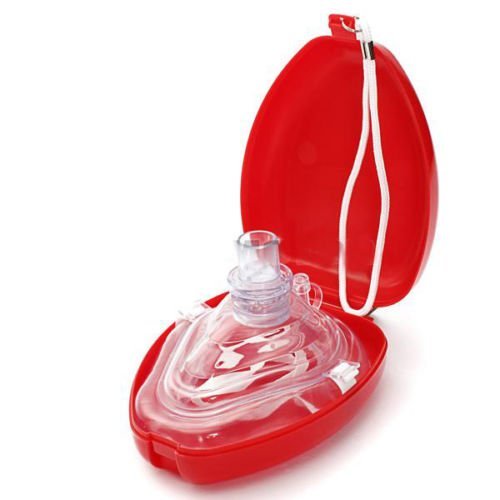 LINE2design CPR EMS Medical Rescue Mask - CPR Safety EMS Supplies Adult Resuscitator Hard Case with Wrist Strap & O2 Intel Red