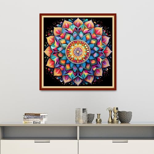 Image of Dooxvey Cross Stitch Kits for Adults Beginners - Full Range of Stamped Kits, 11CT Cross Stitch Patterns - Colorful Mandala, 18x18 inch