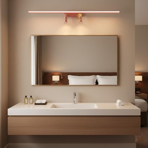 Image of Glowave Modern Metal Rose Gold 2 Spot Light with Adjustabe Head Mirror Vanity Bathroom Picture Light - Tricolour (Warm White, White, Natural White) (268 /RGD)