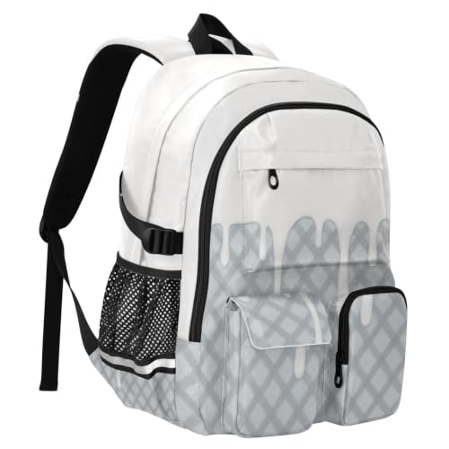 Mochila de viaje para laptop de 17.5 pulgadas gris a cuadros para adolescentes 2