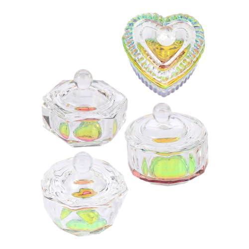 VILLCASE 4 piezas recipientes de mezcla para uñas en cristal