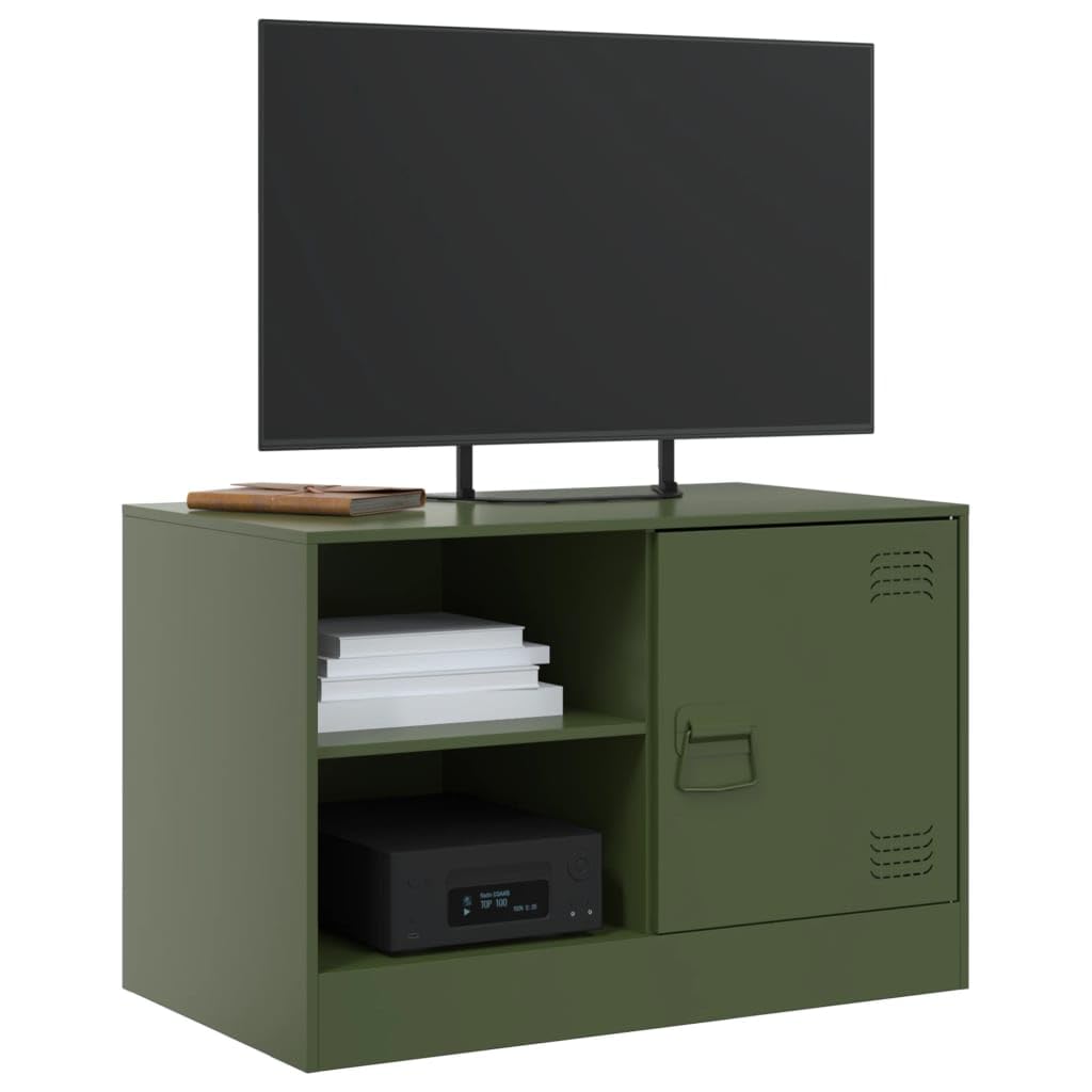 Set di 2 mobili per TV, in acciaio laminato a freddo, colore verde