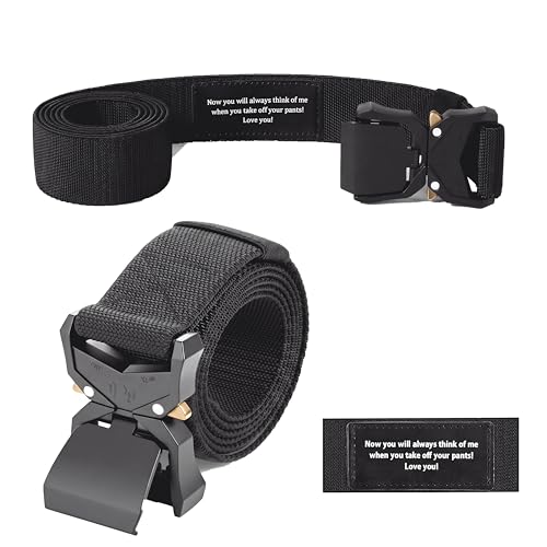 Bunnycool Fathers Day Personalized Belt for Men Custom Engraved Tactical Utility Belt Military Hiking Rigger for Husband(S-waist 30-36)