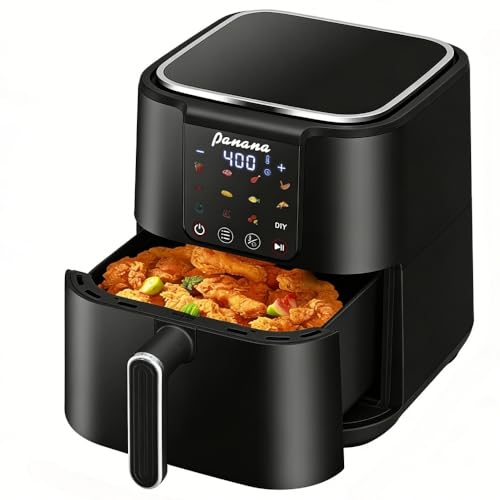 Image of Panana Air Fryer, 6.3QT Large Capacity Air Fryer, Oilless Healty Cooker Airfryer Oven with 12 Presets, 1500W Air Fryers for Quick Meal, Home Use (Black)