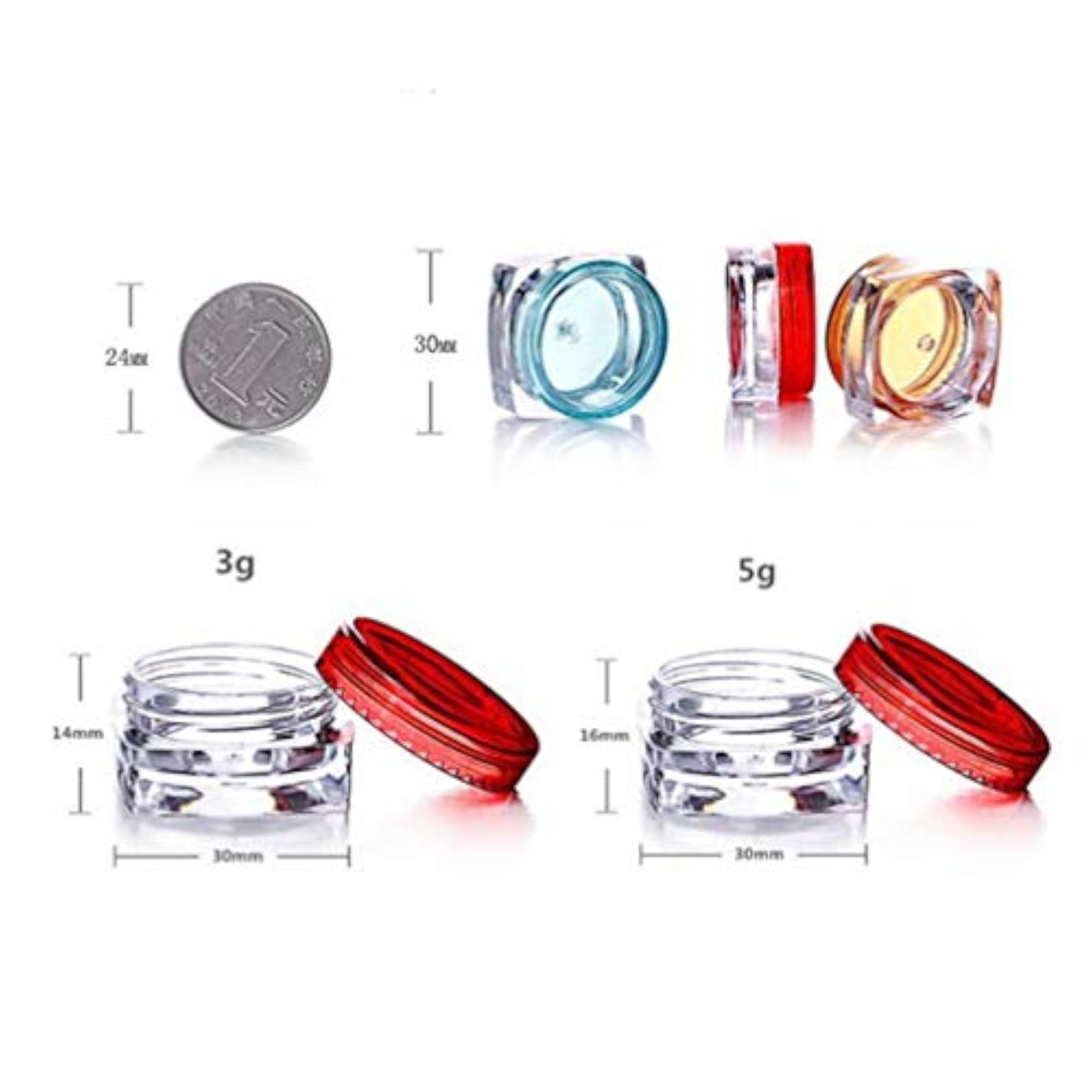 50pcs Square Makeup Travel Containers with Lids