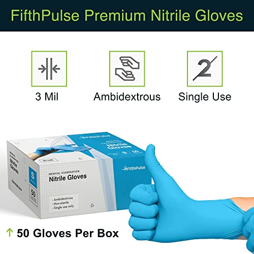Blue Gloves Disposable Latex Free X Large, 50 Count - Medical and Dental Grade Surgical Gloves - Powder Free Nitrile Gloves X Large - 3 Mil Thickness