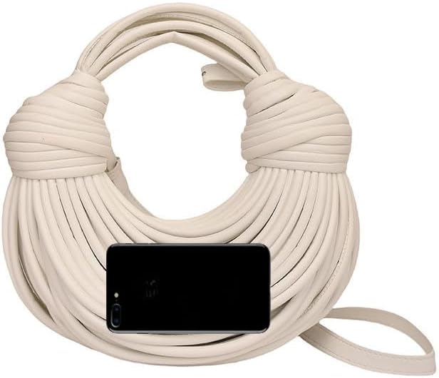 Hand-Woven Bread Women's Clutch Top Handle Satchel Shoulder Crossbody Creative Noodles Purses Underarm Bag Handbag - Image 4