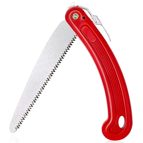Folding Hand Saw (Sharp Mini) for Pruning Trees Branches Hunting Camping Bushcraft Survival Wood Bone PVC, 7' Carbon Steel Japanese Blade, Efficient Smoother Cut, Safety Lock, Non Slip Handle