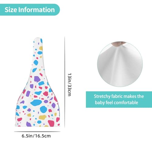 Newborn Baby Hat, Colorful Terrazzo Print Soft Top Knot Beanie Cap, Cute Baby Headwear for 0-6 Months4