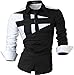 Jeansian Men's Slim Fit Long Sleeves Casual Shirts 8397 Black M