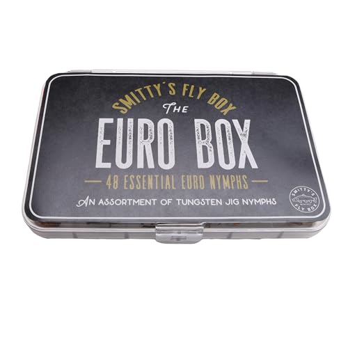 Smitty's Fly Box | 48 Essential Trout Nymphs Assortment: Euro, Czech Nymphs, Perdigons - 24 Tungsten Flies for Fly Fishing