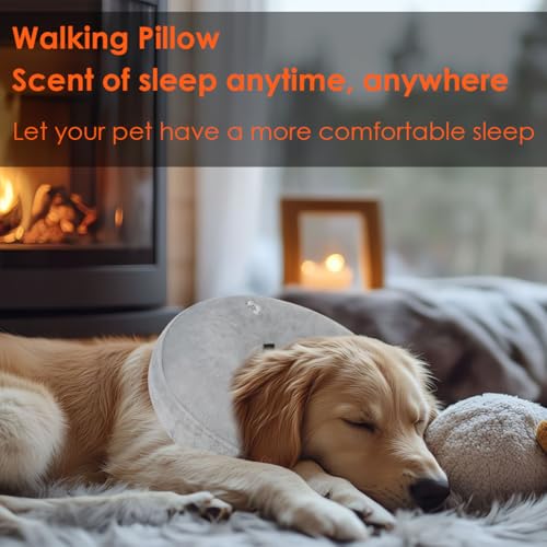 BUYGOO Aufblasbare Halskrause Hund, Aufblasbare Halskrause für Hunde & Katzen, Einstellbar Schutzkragen Hunde, Halskrause Hund Aufblasbar, Hundekragen für Genesung nach Operationen oder Wunden, Grau,L