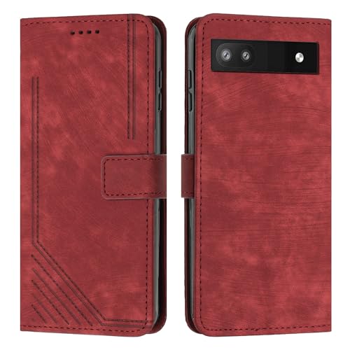 Flip cover Google Pixel 7a rouge housse de protection antichoc avec fentes pour cartes