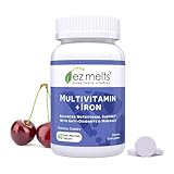 EZ Melts Multivitamin + Iron - Daily Multivitamin for Women & Men - Supports Healthy Energy Levels & Antioxidant Protection - Non-GMO & Vegan - Tropical Cherry - 60 Dissolvable Tablets (30 Servings)