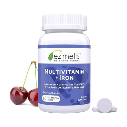 EZ Melts Multivitamin for Women & Men with Iron - Dissolving Vegan Multivitamin with Iron for Nutritional Support - Zero Sugar Multivitamin for Men and Women - Vegan Vitamins - Cherry Flavor - 60 Ct