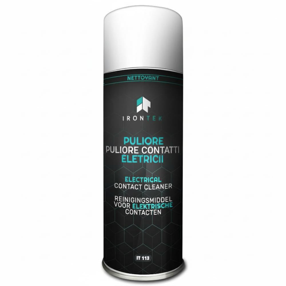 Spray Pulitore Contatti Elettrici - IRONTEK - 400ml | IT113 | Elimina Corrosione e umidità | Film Protettivo | Migliora Conduttività