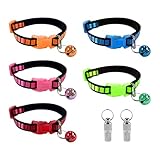 OVDGWC 5-Teilige Haustier-Glockenkragen, 2-Teilige Haustiermarke Anti-Verlust-Anhänger, Einstellbare Kragen, Katzenidentitätsdekoration, Haustierversorgungen