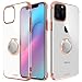Produktbild für iPhone 11 Pro Schutzhülle mit Metallständer,Ultradünnes iPhone 11 Pro Case für magnetische KFZ-Halterung mit 360-Grad Finger-Halter,Transparente PC Schale Glänzende Details (Roségold)