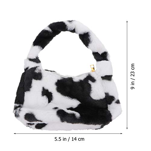 KESYOO Bolsa de Pelúcia de Inverno Moda Leopardo Bolsa de Ombro Com Padrão Listrado Macio Poliéster