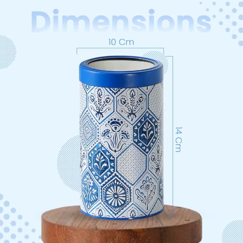Image of Maroc Collection Airtight Kitchen Container Set| 1100ML- Set of 4| Food Grade Metal Jars for Dals, Millets & Dry Food Storage| Vacuum Lid, Rust Resistant, Stylish Moroccan Blue Canisters